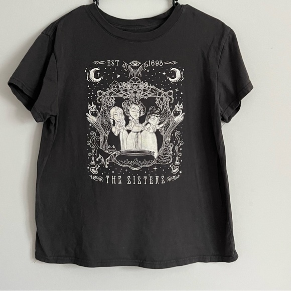 Hocus Pocus Tops - Hocus Pocus Black the Sisters Graphic Print Tee Shirt